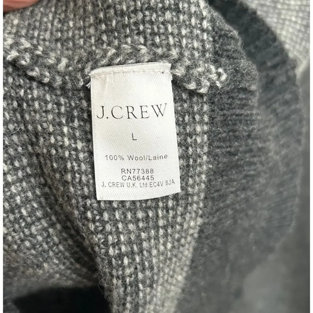 J Crew 100% Wool Pullover Sweater SIZE L  Shawl Collar Preppy Academia Autumn